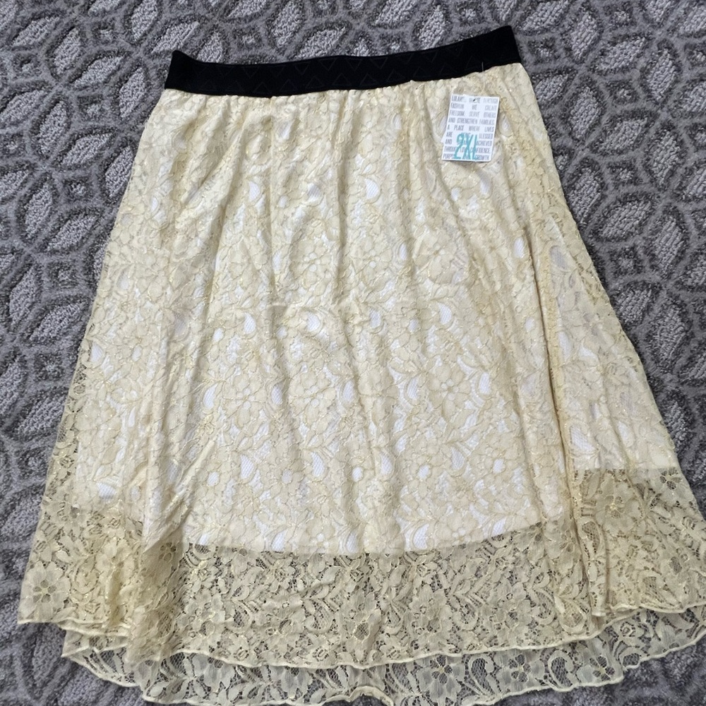 LuLaRoe Cream Lace A-Line Skirt